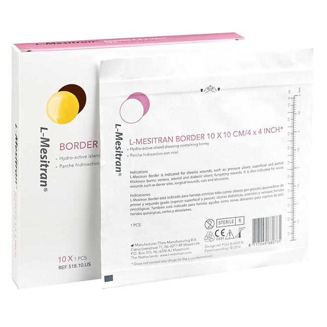 L-Mesitran Border 10x10cm - Almohadilla de Hidrogel de Miel