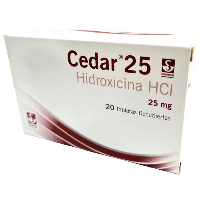 Cedar 25 hidroxizina HCI 25mg Antihistamínico