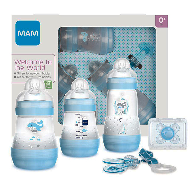 MAM Set de regalo Feed & Soothe con biberón y chupete para niña 0 + meses,  6 unidades : Bebés 