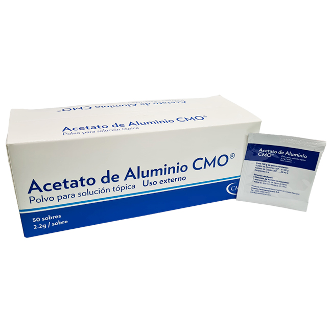 Acetato de Aluminio CMO Polvo Solución Tópica 