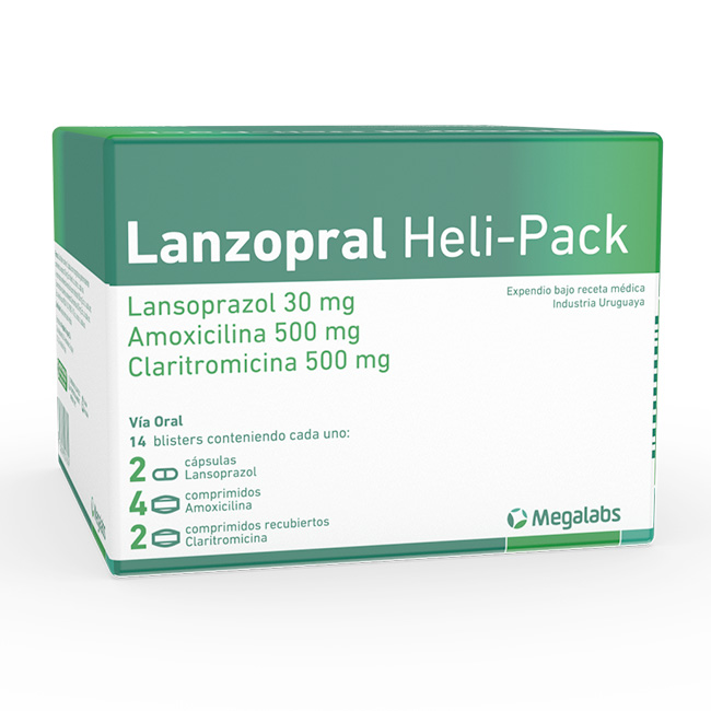 Lanzopral Helipack con Lansoprazol 30mg Amoxicilina 500mg Claritromicina 500mg