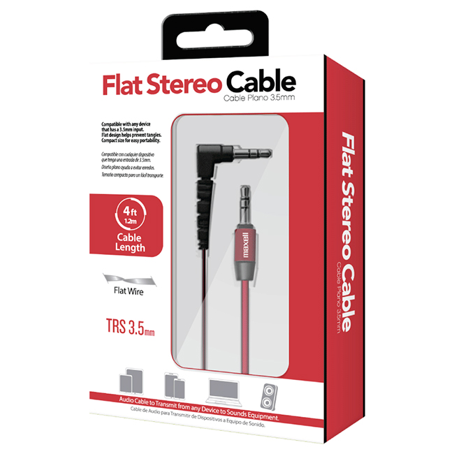 Cable para audio plano con conectores de 3.5mm a 3.5mm Maxell