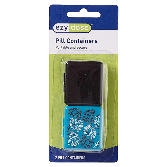 Contenedor de Pastillas Pill Container Ezy Dose Negro y Azul 