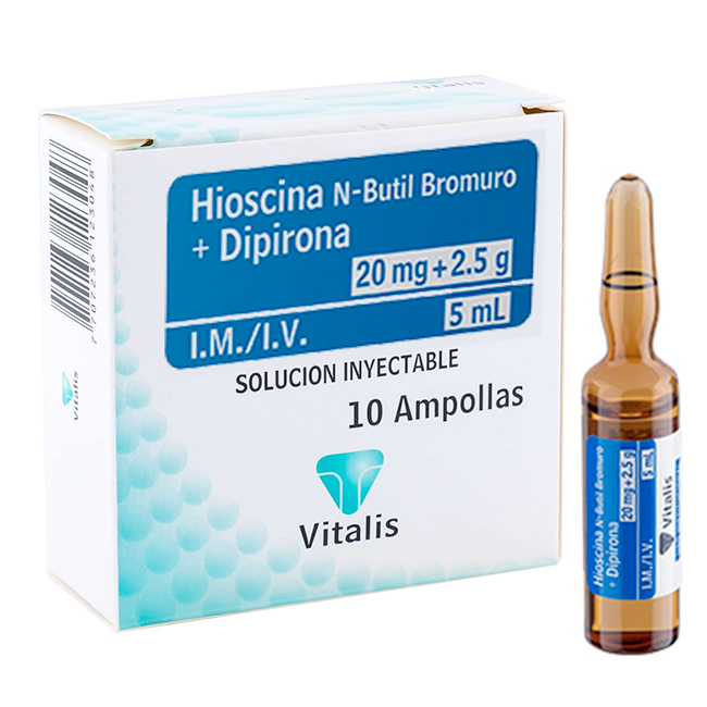 Hioscine N-Butil Bromuro Dipirona Solución Inyectable Vitalis
