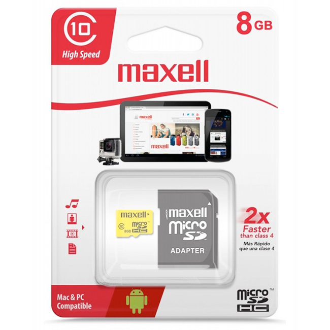 Memoria Microsd con Adaptador SD 8GB Maxell