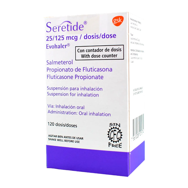 Seretide 25Mcg/125Mcg Gsk Suspensión para Inhalación 120 Dosis