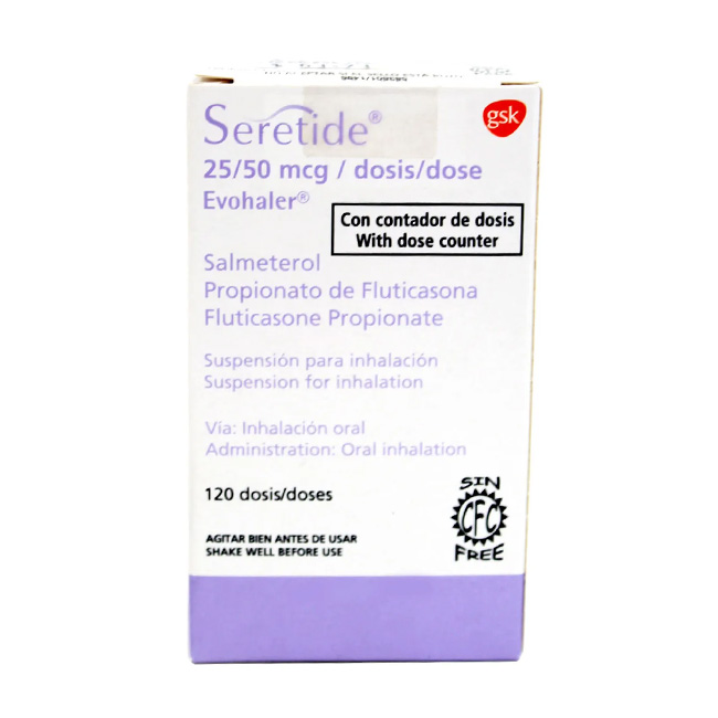 Seretide 25Mcg/50Mcg Gsk Suspensión para Inhalación 120 Dosis