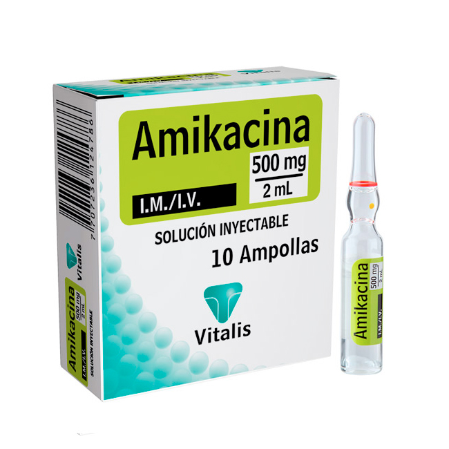 Amikacina 500mg/2mL Solución inyectable Vitalis