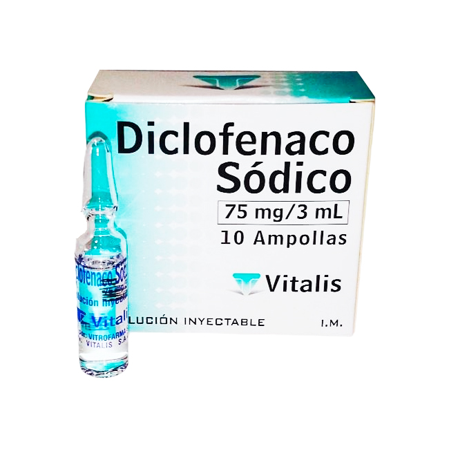 Diclofenaco Sódico 75 mg/3 mL Solución Inyectable Vitalis