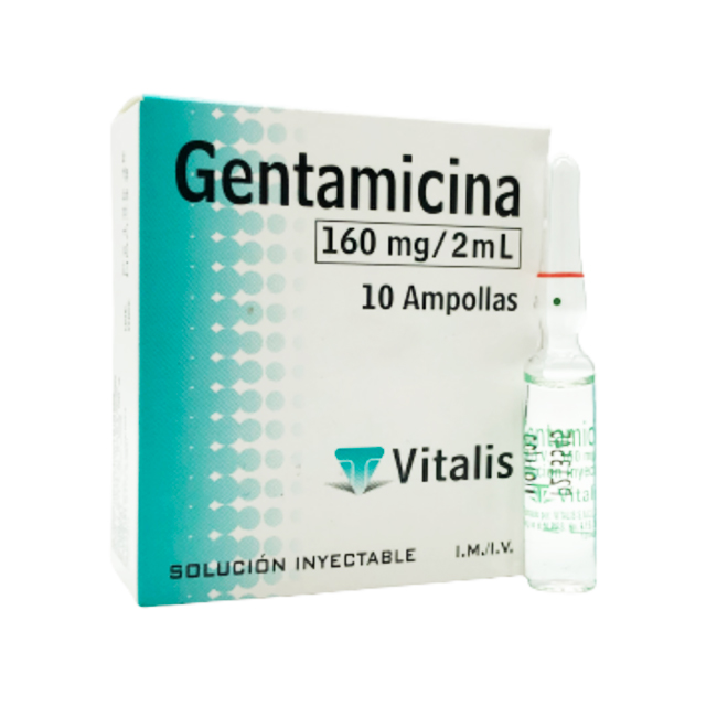Gentamicina 160mg/2mL Solución Inyectable Vitalis
