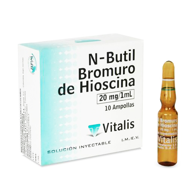 Hioscina N-Butil Bromuro 20mg/1mL Solución Inyectable Vitalis
