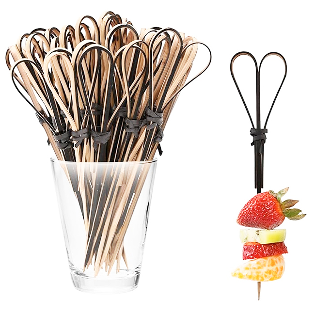 Palitos de Bamboo para Cocktail Picks 100 piezas Negro (Black)