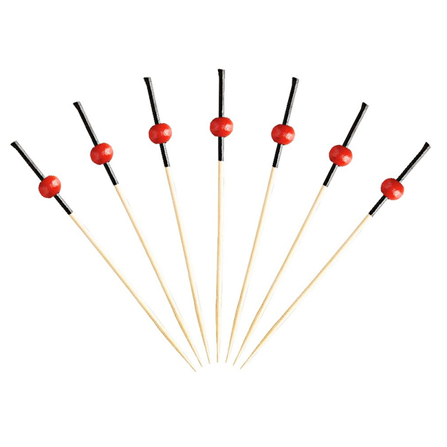 Palitos de Bamboo para Cocktail Picks 100 piezas Bola Roja (Red Ball)