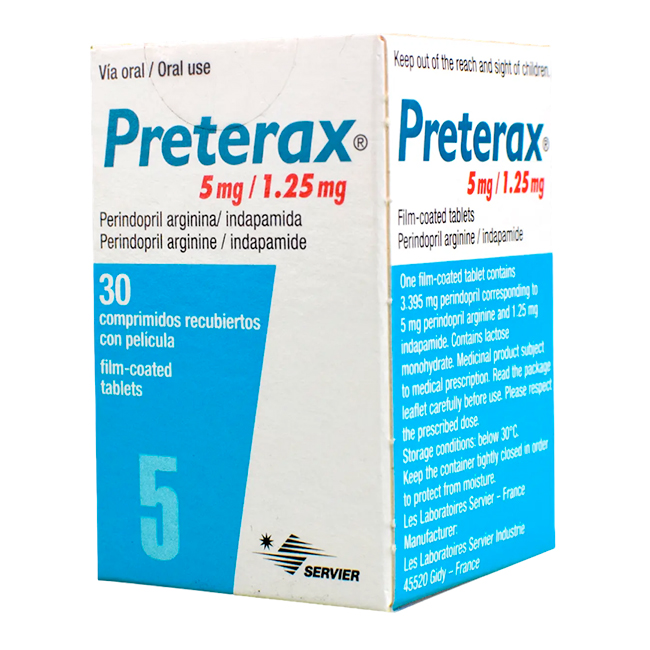 Preterax 5mg/1.25mg Perindopril Arginina Indapamida