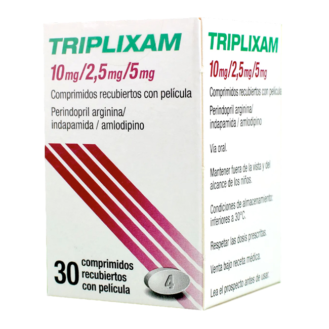 Triplixam 10mg/1.25mg/5mg Perindopril Arginina Indapamida Amlodipino