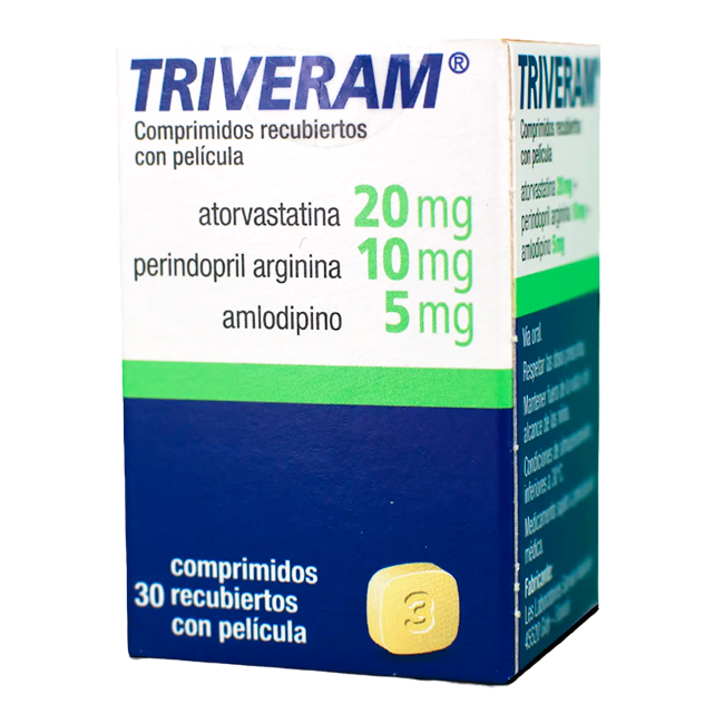 Triveram 20mg/10mg/5mg Atorvastatina Perindopril Arginina Amlodipino