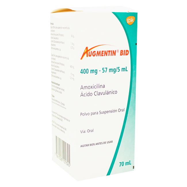 Augmentin BID susp 400mg/57mg/5ml Amoxicilina y ácido clavulánico