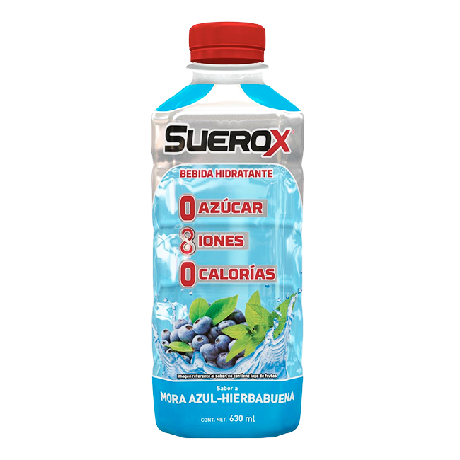 Suerox Mora Azul-Hierbabuena 630ml Bebida Hidratante Cero Azúcar
