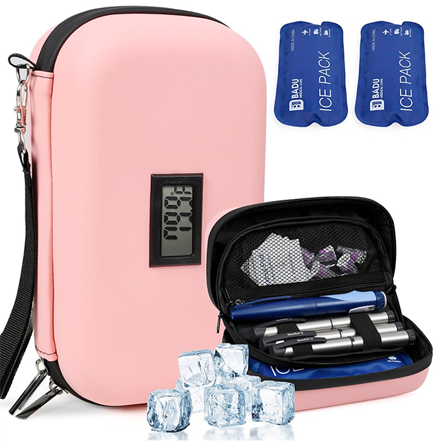 Estuche de viaje Enfriador de insulina 24h Cooler Hielera Portátil Color Rosado