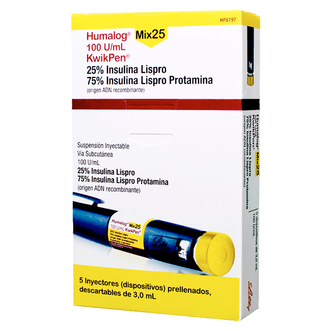 Humalog Mix 25 KwikPen 100UI/ml 5 Plumas Precargadas de 3ml