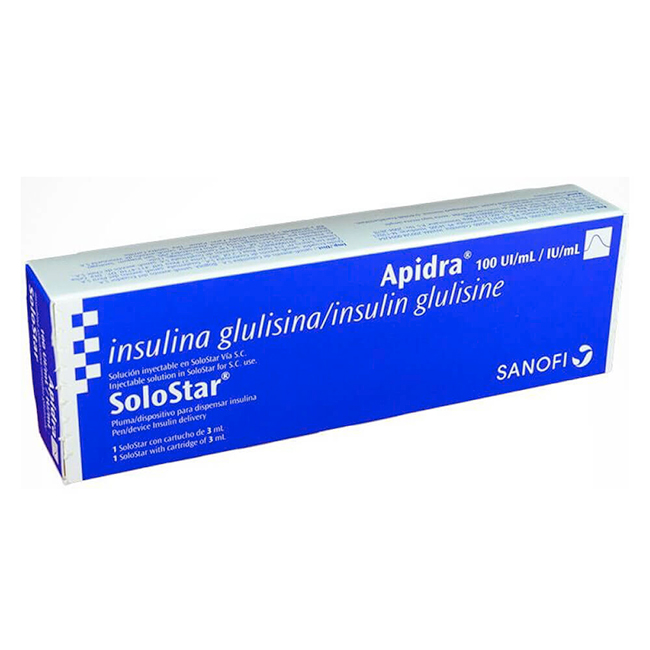 Apidra Insulina Glulisina de Acción Rápida 100 U/mL en Cartuchos de 3ml