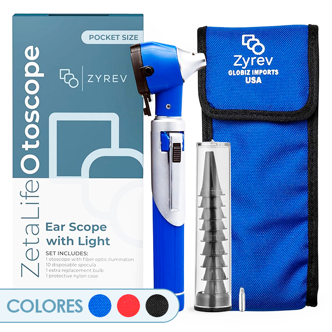 Otoscopio ZetaLife Herramienta para Exámenes de Oídos Colores: Azul, Rojo, Negro
