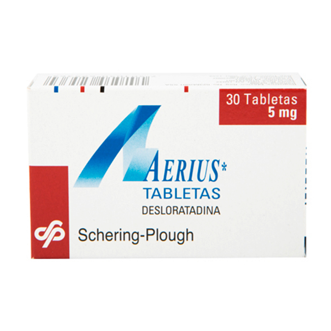 Aerius Tabletas 5mg Desloratadina Alivio Efectivo de la Rinitis Alérgica y Urticaria