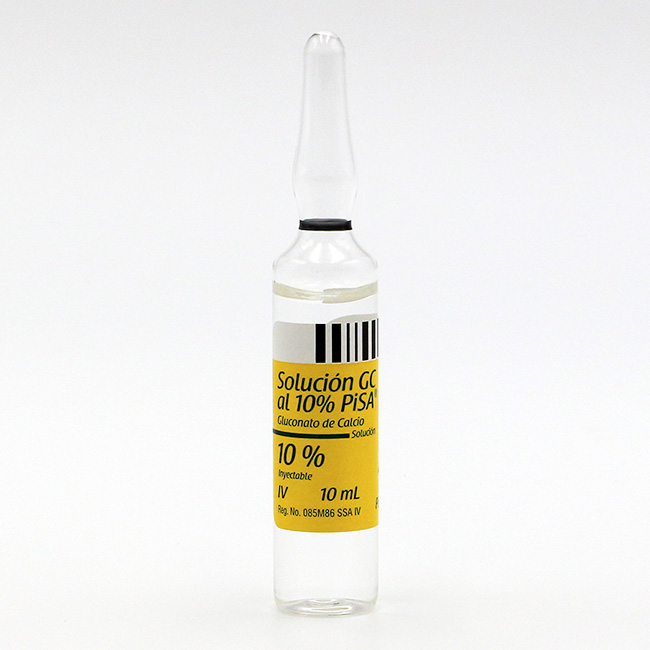 Solución GC al 10% PiSA Gluconato de Calcio Inyectable 10ml
