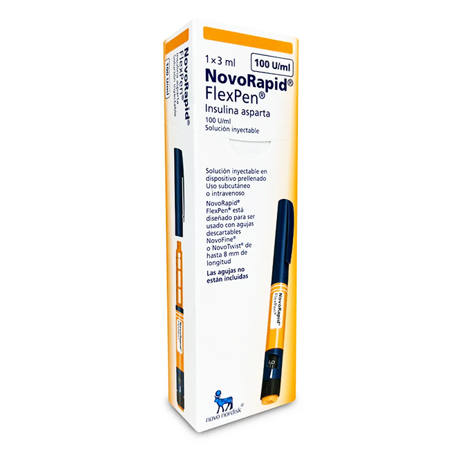 NovoRapid FlexPen 100U/ml Solución Inyectable en Pluma Precargada