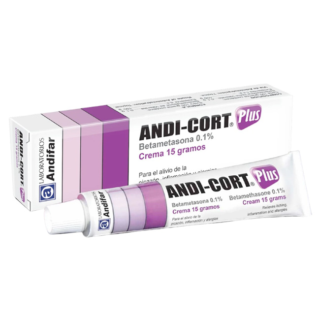 Andi-Cort Crema 0.1% Antiinflamatorio y Antialérgico Tópico con Betametasona 15g