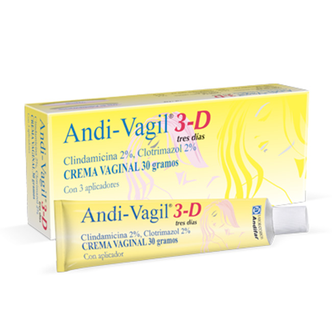 Andi-Vagil 3-D Clindamicina 2% Clotrimazol 2% Tratamiento Combinado para Infecciones Vaginales Mixtas