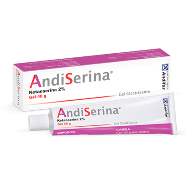 AndiSerina 2% Gel Cicatrizante Tratamiento Auxiliar para Quemaduras Úlceras y Lesiones Dérmicas 40g