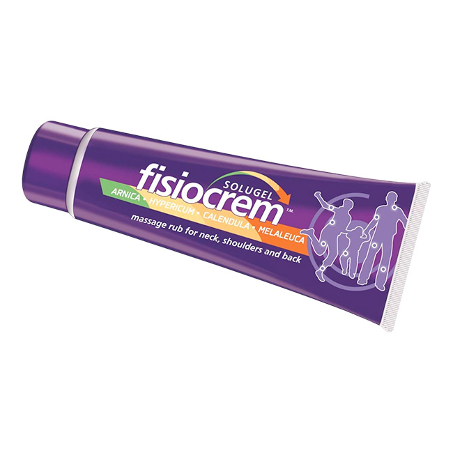 Fisiocrem Solugel 100ml Crema Natural de Masaje con Árnica para Cuello Hombros Espalda Rodillas