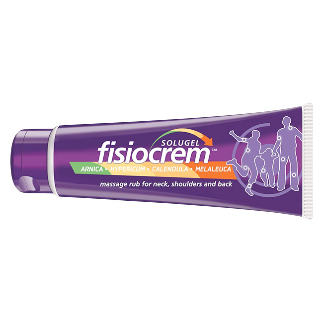 Fisiocrem Solugel 250ml Crema de Masaje Natural con Árnica para Cuello Hombros Espalda Rodillas