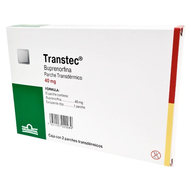 Transtec 40mg Parche Transdérmico Analgésico de Buprenorfina para Dolor Crónico Moderado a Severo con Liberación Prolongada
