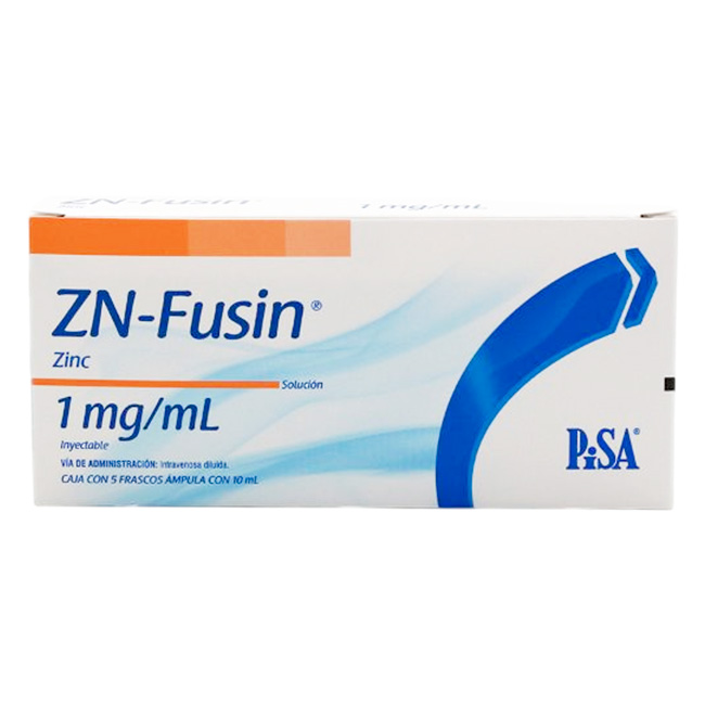ZN-Fusin Frasco Ámpula 10mg/10ml Suplemento de Zinc Inyectable para Nutrición Parenteral