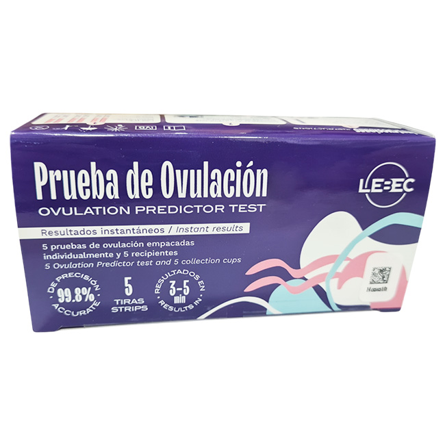 Prueba de Ovulación LE-BEC Pack de 5 Tiras con Vasos Colectores