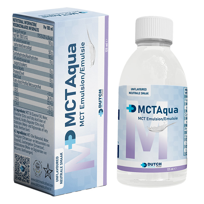 MCT Aqua Emulsión 125ml Fórmula de Triglicéridos de Cadena Media | Dutch Medical Food