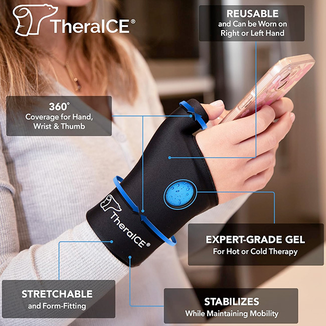 TheraICE Hot & Cold Wrist Ice Pack Manga Terapéutica para Muñeca y Mano (Reutilizable) - Imagen 2