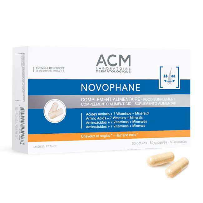 ACM Novophane Cápsulas Complemento Alimenticio para Cabello y Uñas, Fortalece y Estimula el Crecimiento (60 cápsulas)