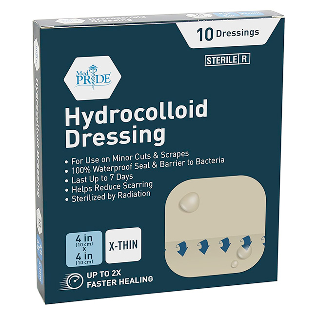 MedPride Hydrocolloid Dressing 4”x4” Apósitos Hidrocoloides Ultrafinos Estériles para Cortes y Heridas