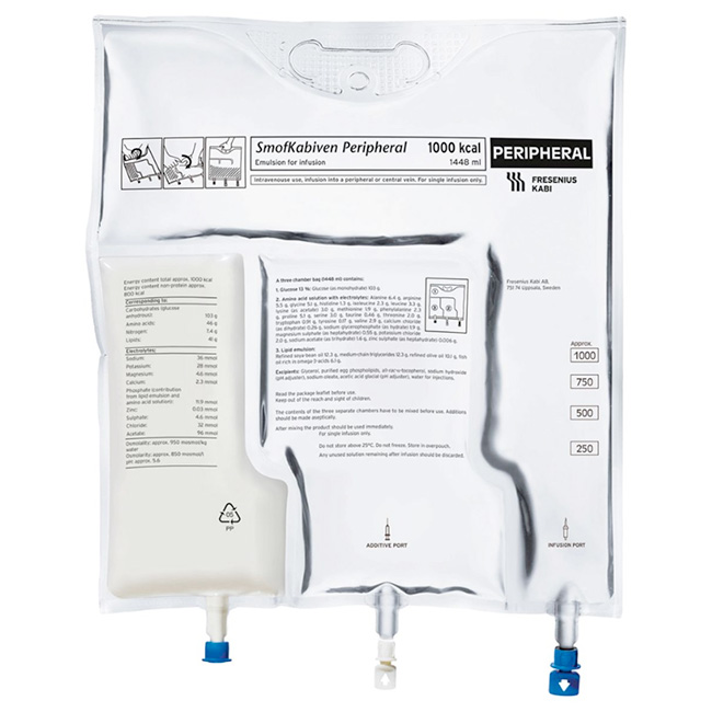 SmofKabiven Peripheral 1000kcal/1448ml Emulsión para Nutrición Parenteral Intravenosa (Fresenius Kabi)