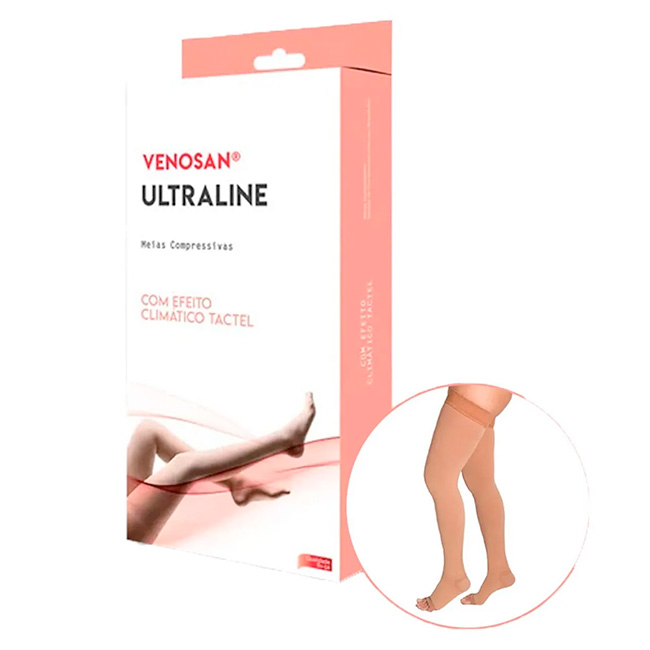 Venosan Ultraline Medias de Compresión hasta el Muslo (Punta Abierta) con Efecto Climático Tactel