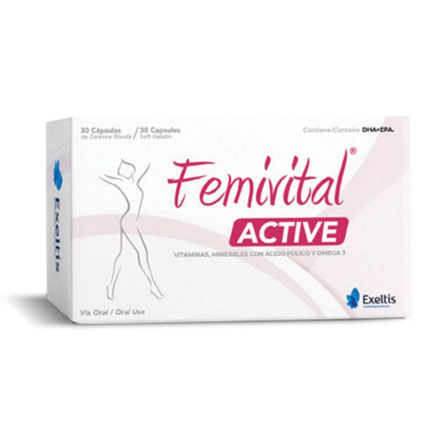Femivital Active Vitaminas y Minerales con Ácido Fólico y Omega 3 (30 Cápsulas)
