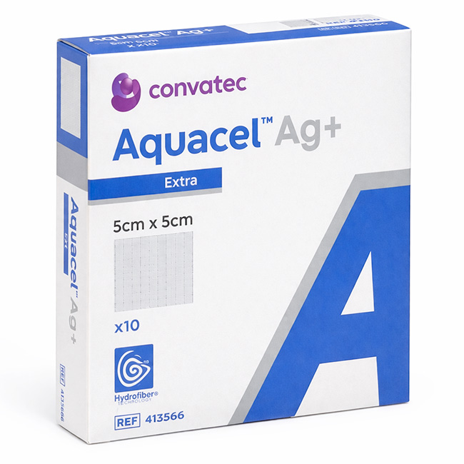 Apósito Aquacel® Ag+ Extra Hidrofibra con Plata Iónica – ConvaTec