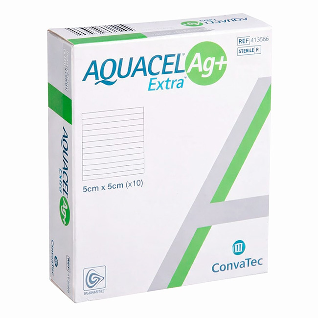 Apósito Aquacel Ag+ Extra 5×5cm Hidrofibra con Plata Iónica – ConvaTec