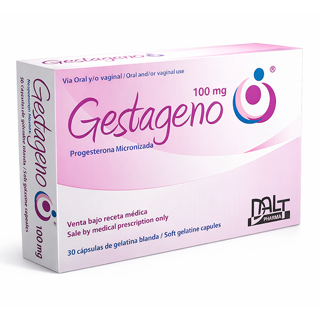 Gestageno 100mg – Progesterona Micronizada | 30 Cápsulas Blandas