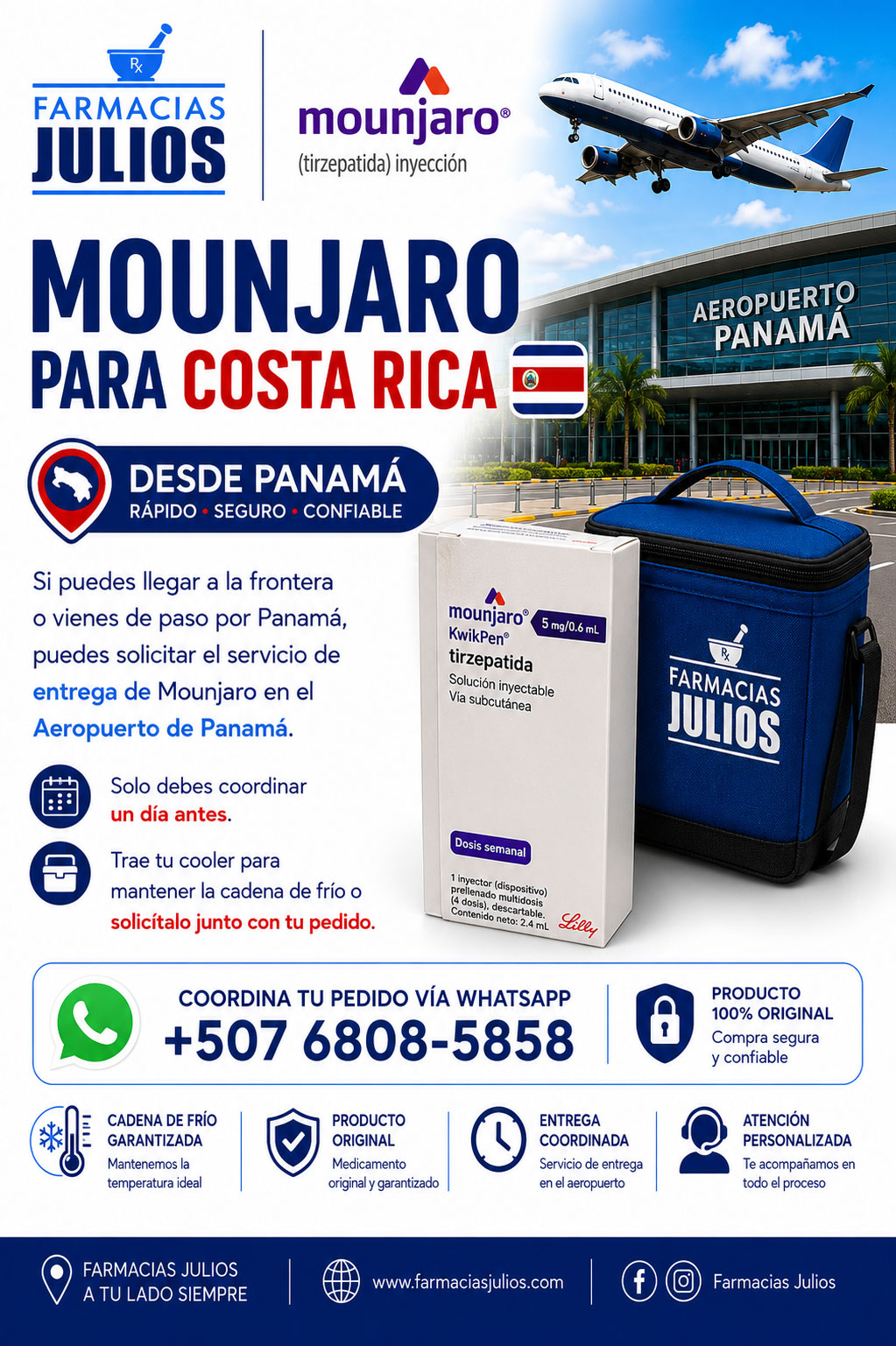 Servicio de Coordinación de Mounjaro para Costa Rica desde Panamá