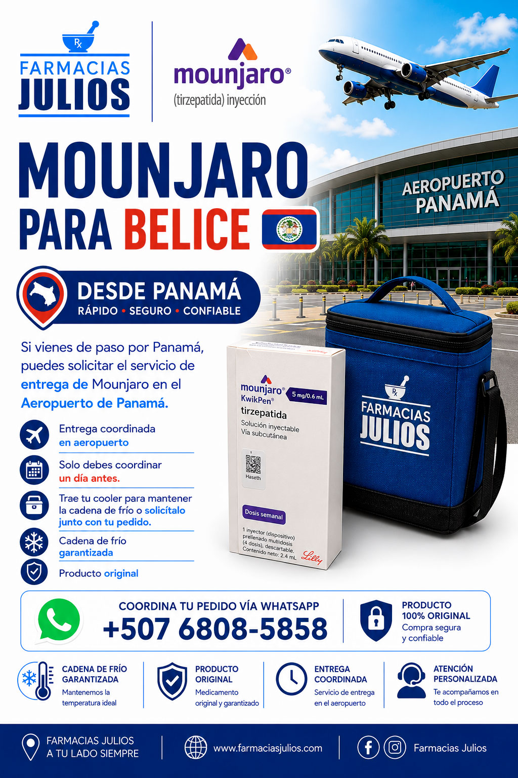 Servicio de Coordinación de Mounjaro para Belice desde Panamá