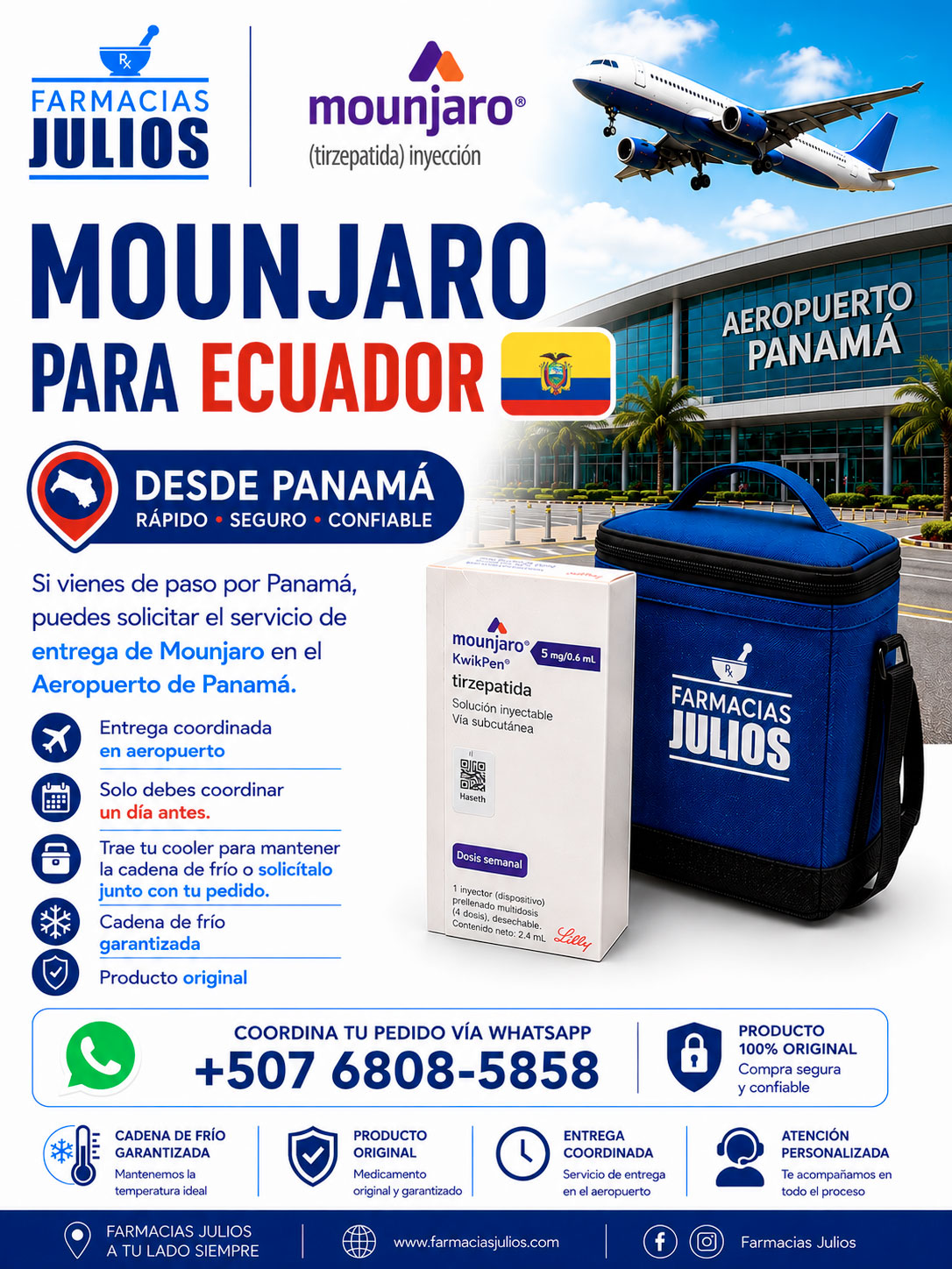 Servicio de Coordinación de Mounjaro para Ecuador desde Panamá